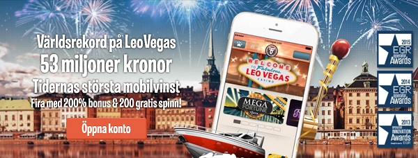 LeoVegas mobilcasino med 10 000 kr i bonus